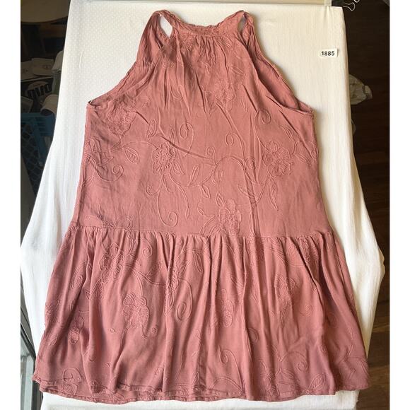 Mi Ami Women Dress M Mauve Floral Embroidery Tassel Lace Sleeveless Knee Length - Picture 9 of 9